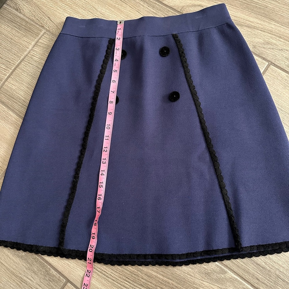 Sandro Navy Blue Mini Skirt with Black Trim